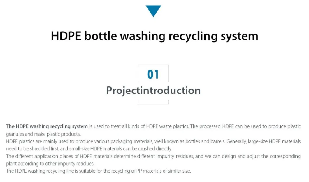 1000 Kg/H High Capacity HDPE/PP/PE Plastic Waste Bottles Crushing Washing Recycling Equipment